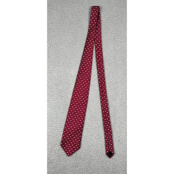 Brooks Brothers 346 Neck Tie Pure Silk Red Geometric 58" Long x 3.75" Wide - Picture 1 of 6
